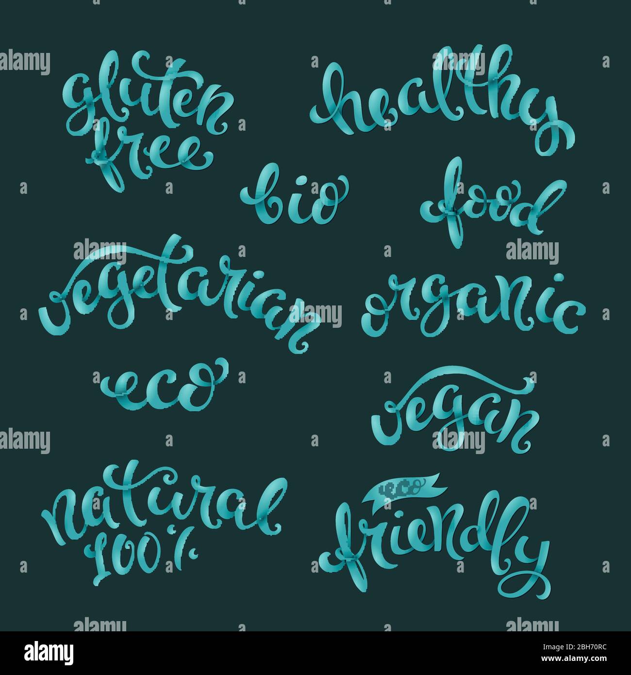set of vegan related lettering. Healthy food icons. Vector illustration ...