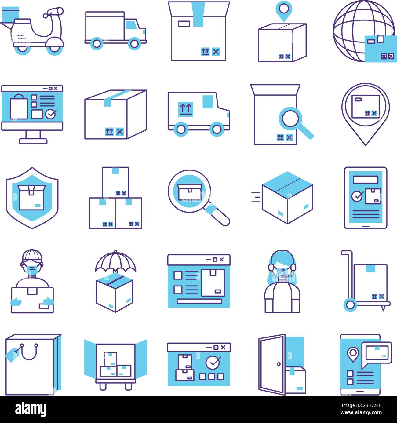 bundle of delivery service icons Stock Vector