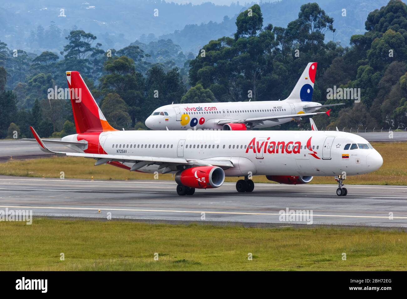 Medellin, Colombia – January 27, 2019: Avianca Airbus A321 airplane at Medellin airport (MDE) in Colombia. Stock Photo