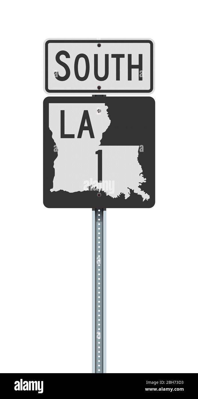 Vector illustration of the Louisiana State Highway road sign on metallic post Stock Vector