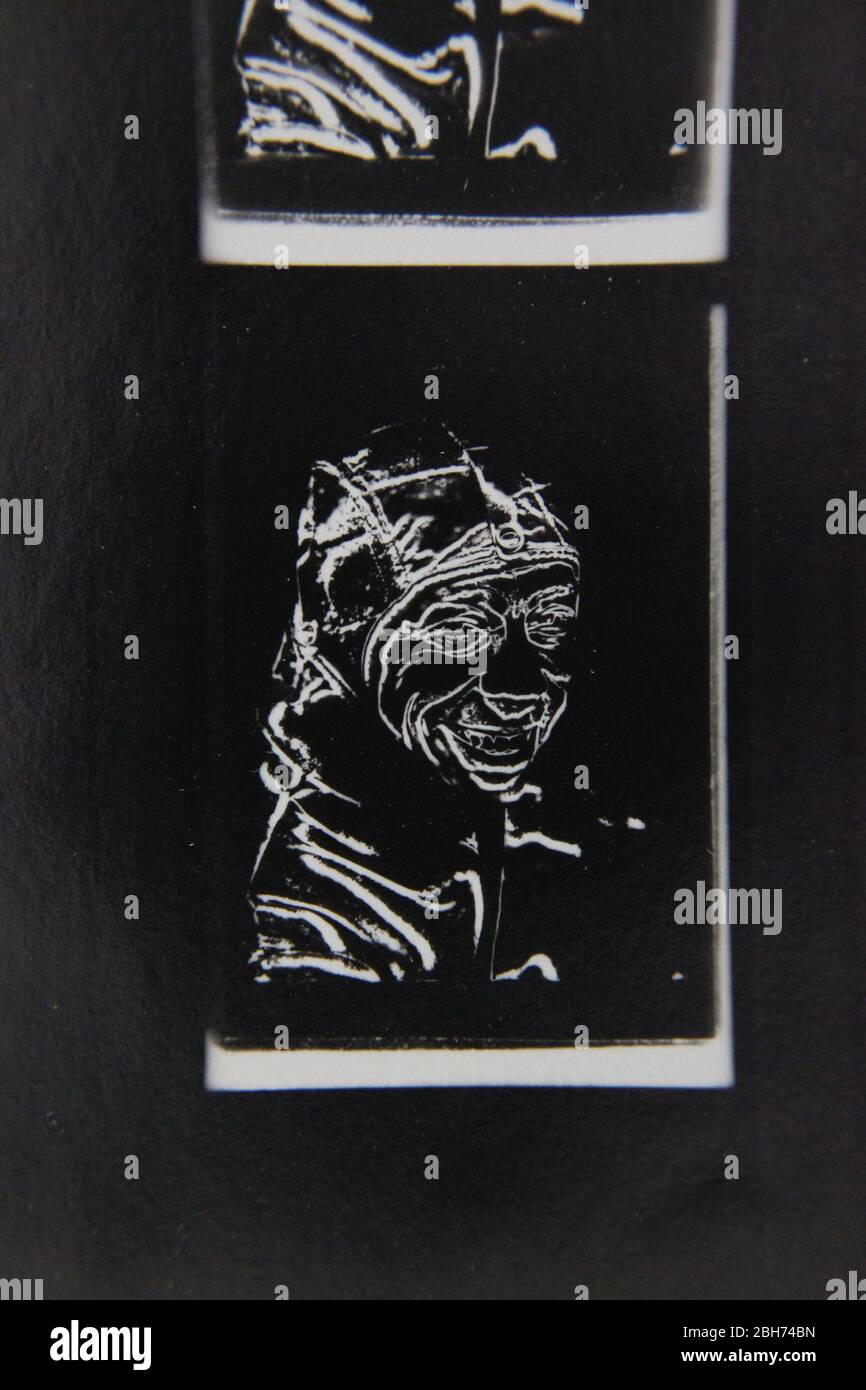 Fine 70s vintage extreme high contrast contact print photography of a ...