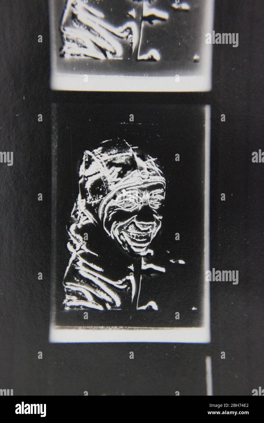 Fine 70s vintage extreme high contrast contact print photography of a ...