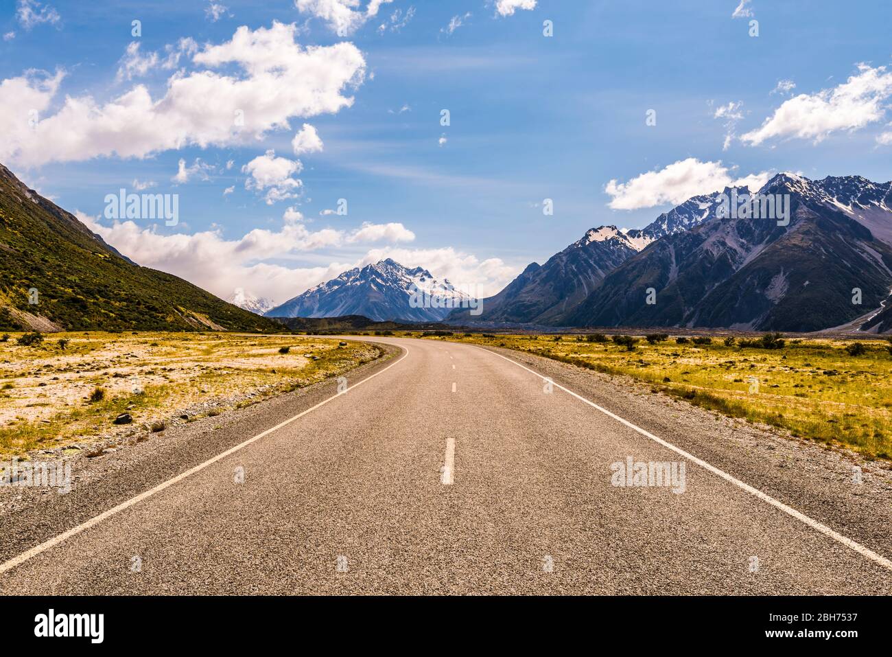 Road leading from the Tasman River valley, Canterbury, New Zealand