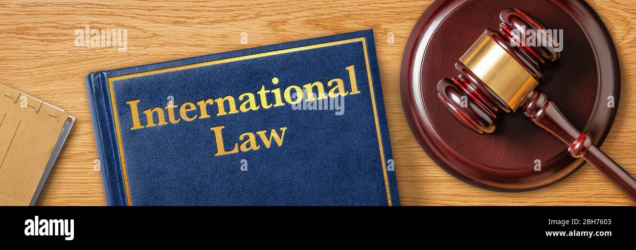 A gavel with a law book - International Law Stock Photo