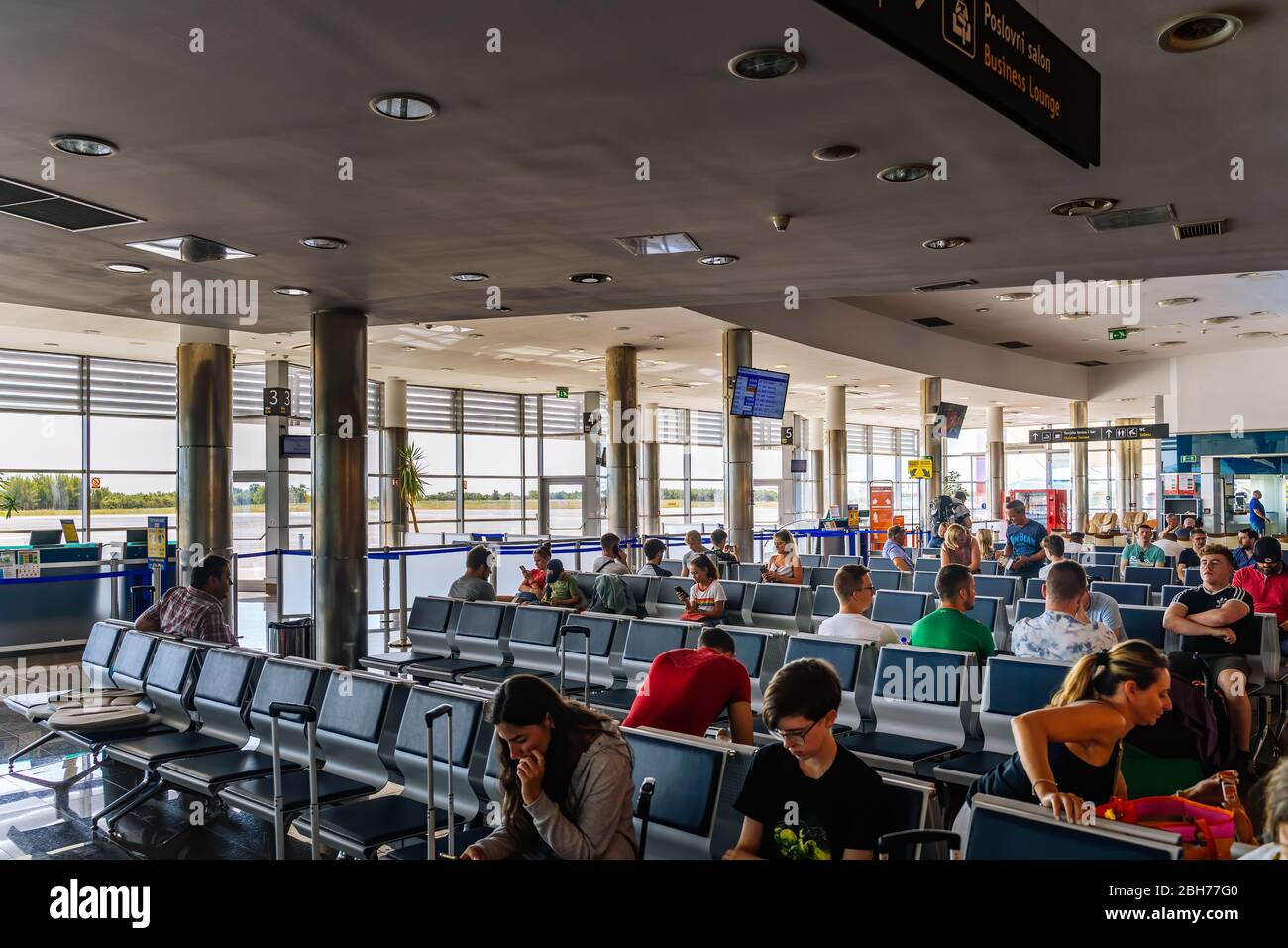 Zadar, Croatia, August 2019 Passengers waiting in departure hall in