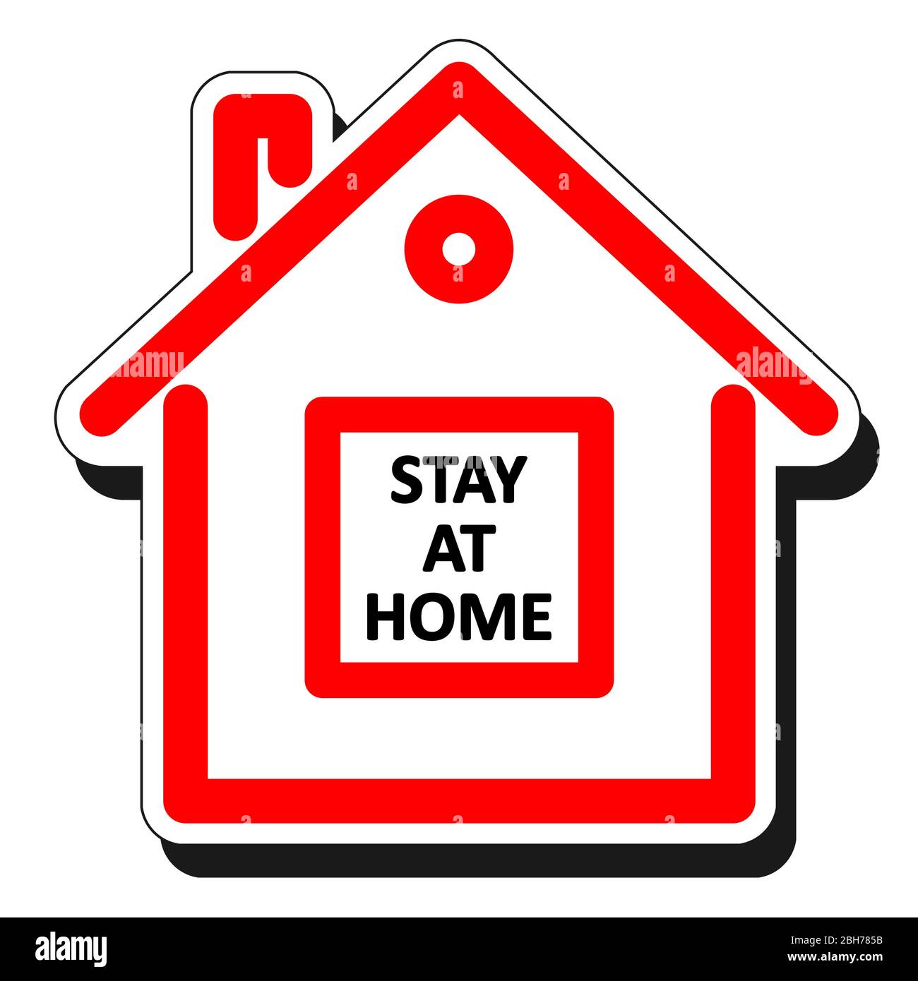 Quarantine concept. Sticker in the form of a house with the words Stay at home. Coronavirus, 2019-nCov, Covid-19. Stock Vector
