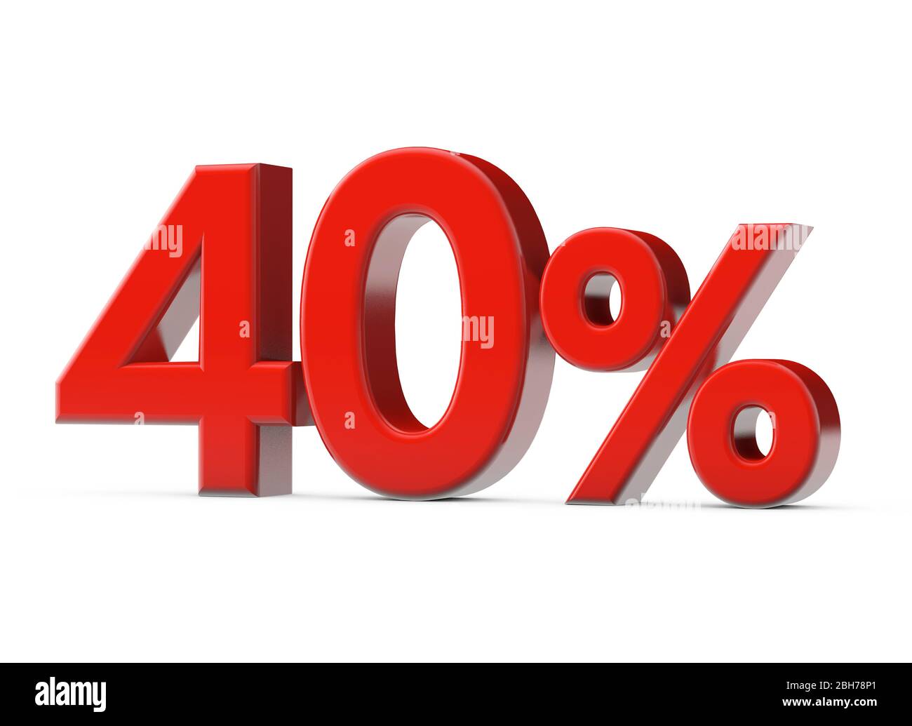 40 percent red promotional sale sign. 3D Render Stock Photo