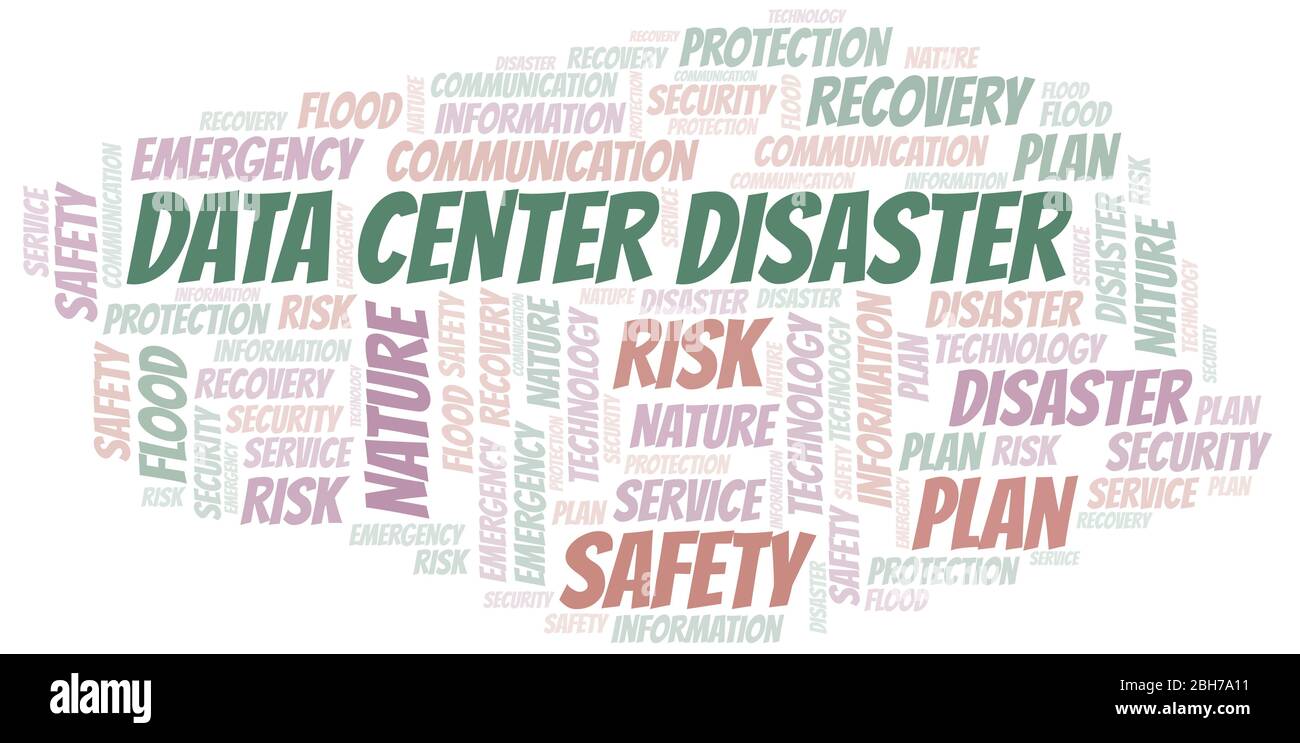 Data Center Disaster typography vector word cloud. Wordcloud collage ...