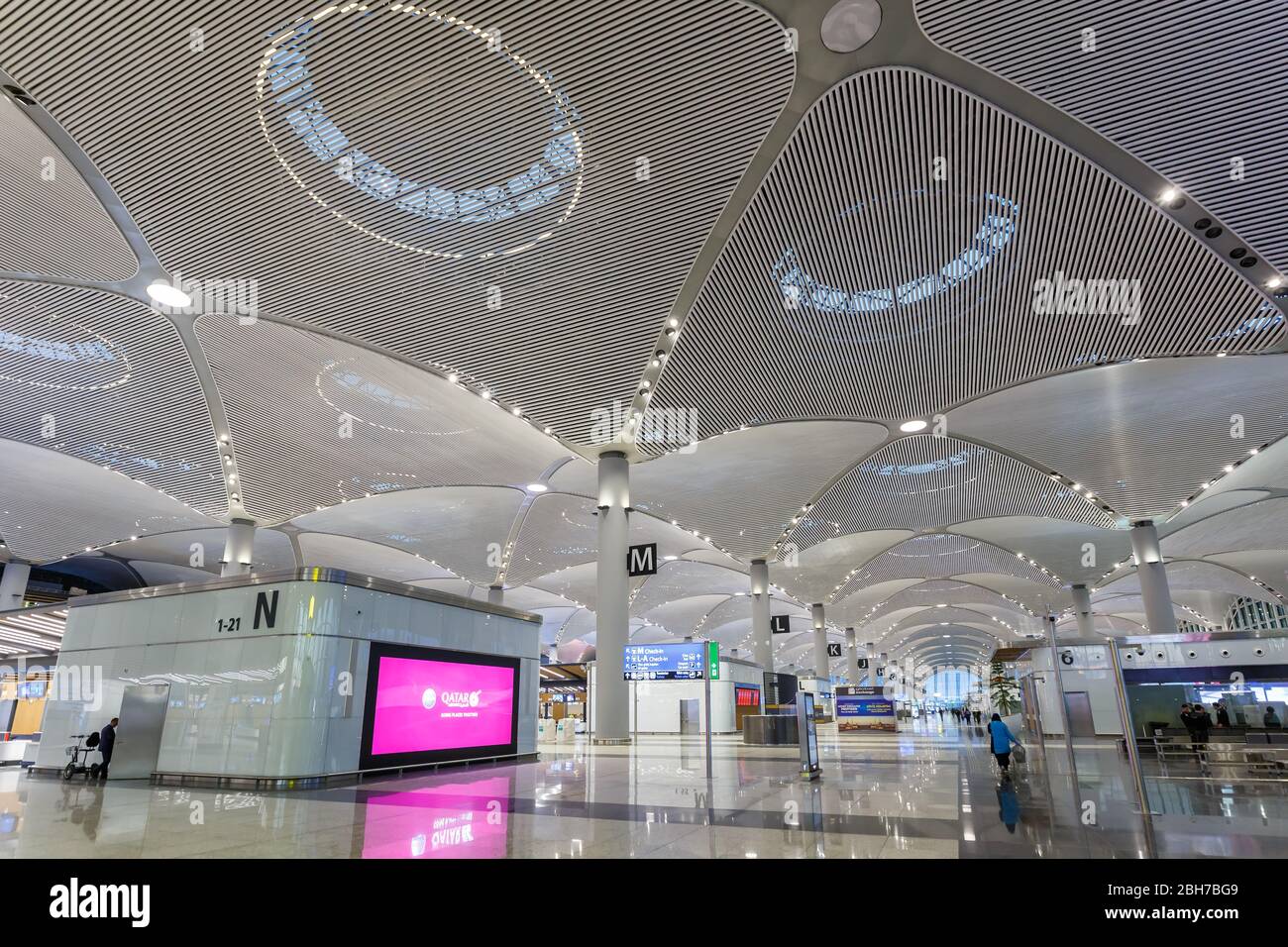 Istanbul, Turkey – February 14, 2019: Terminal of Istanbul New Airport (IST) in Turkey. Stock Photo