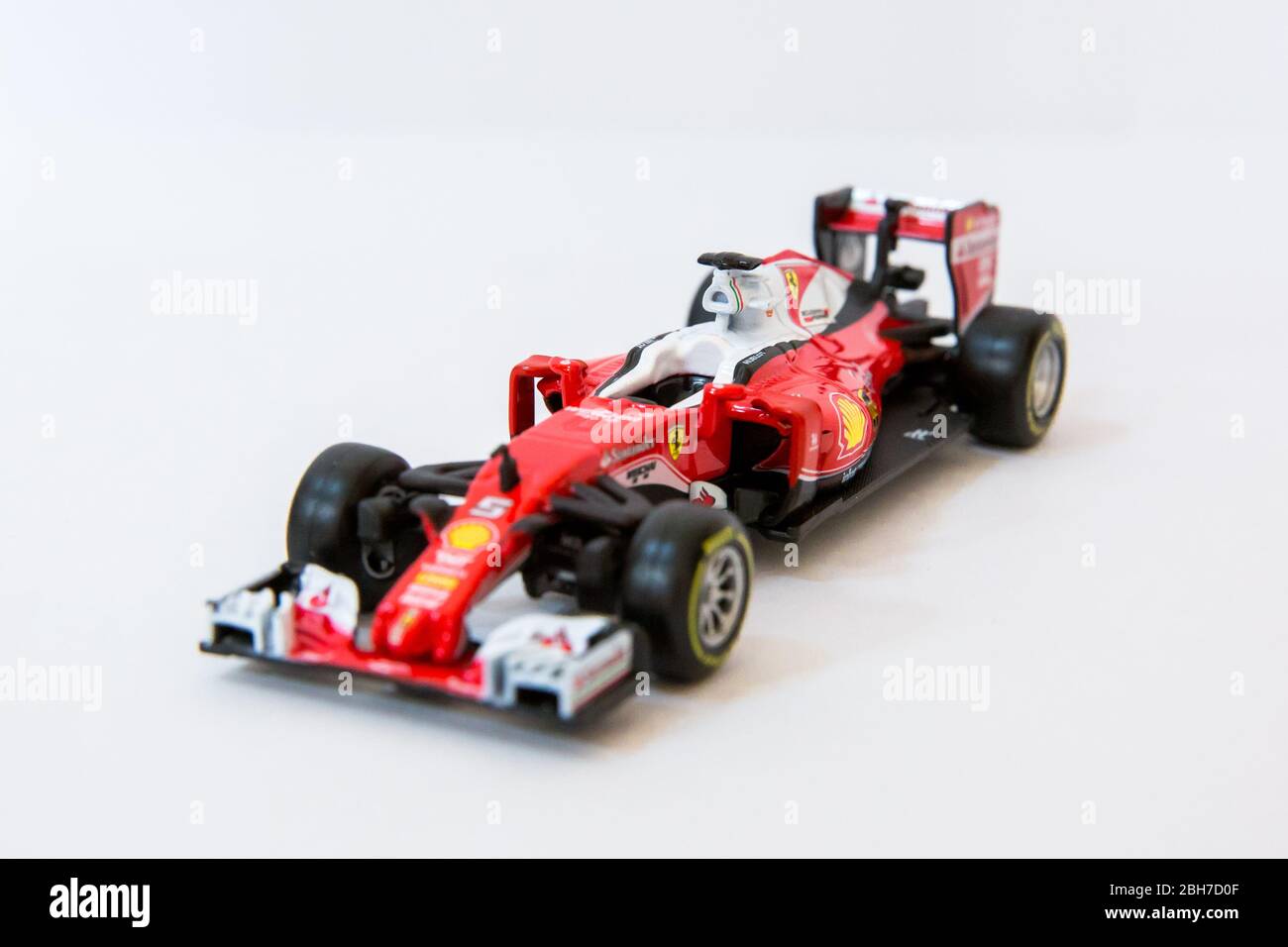 Bburago Ferrari SF16-H 1:43 model Formula One car. Sebastian Vettel's car complete with racing driver figure. Stock Photo