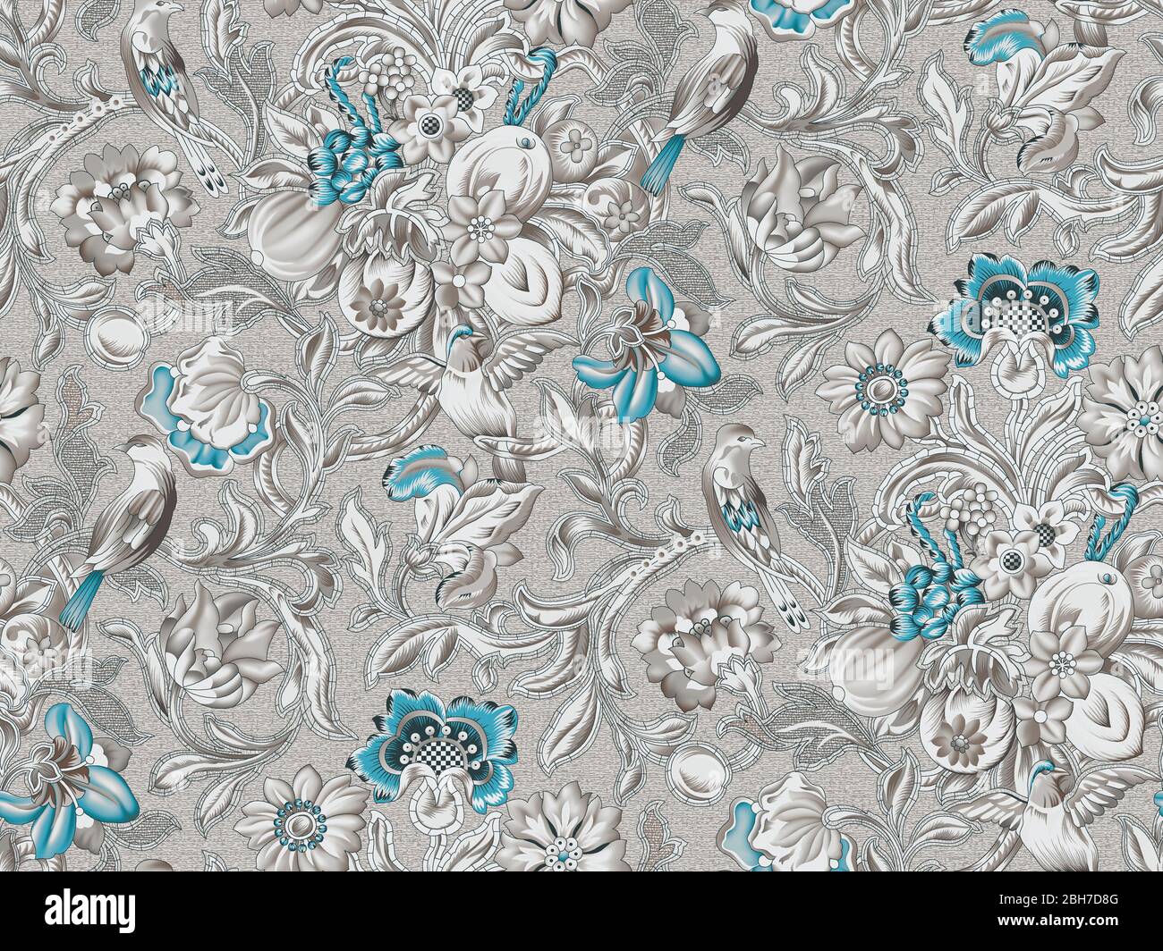 seamless floral flower with birds design pattern background Stock Photo ...