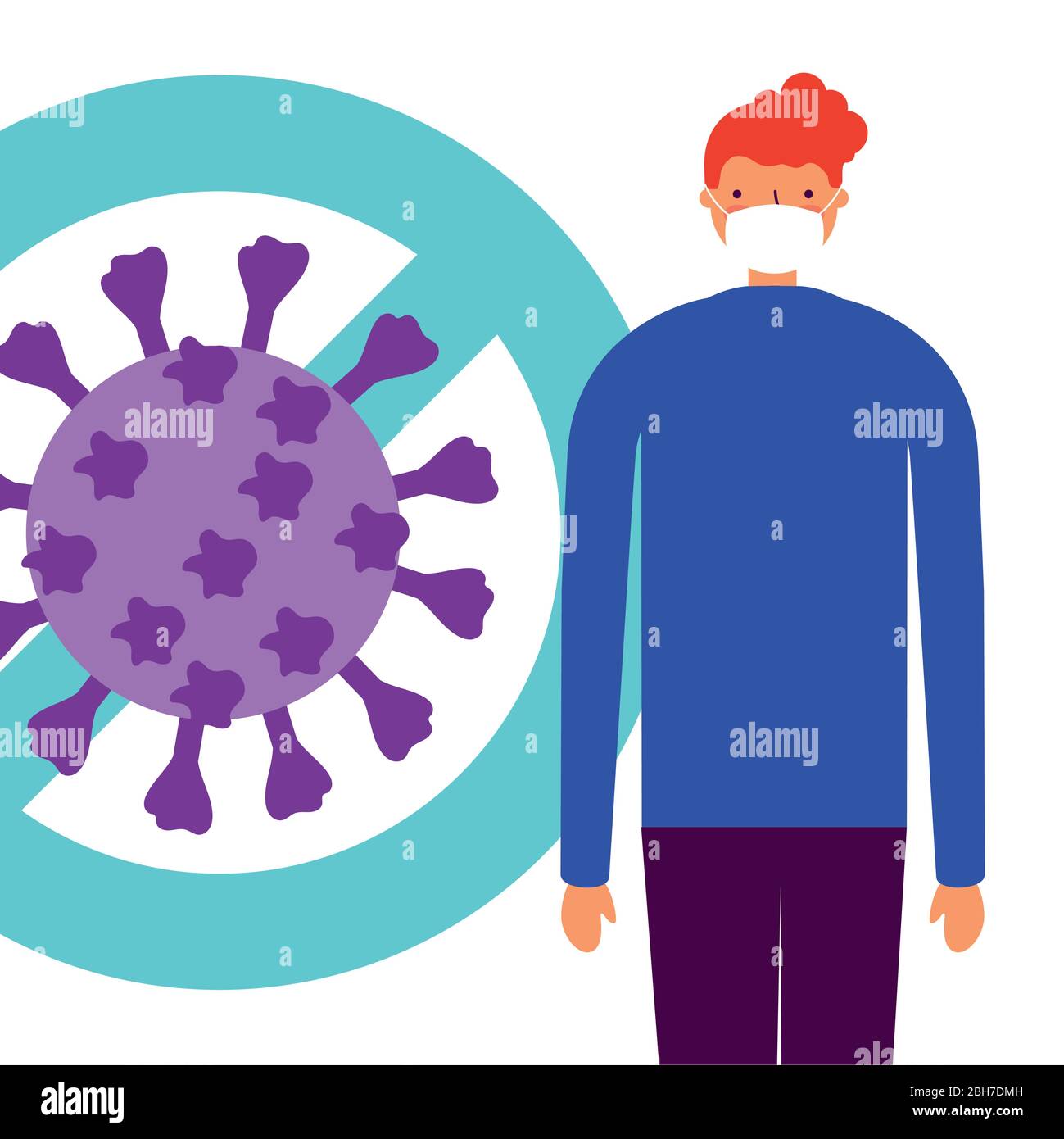 man using face mask with stop covid19 signal Stock Vector Image & Art ...