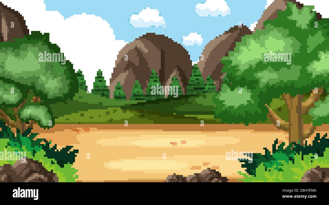 Background scene with many trees in the park illustration Stock Vector ...