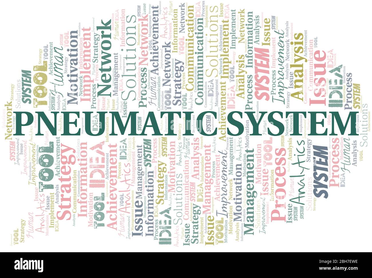 Pneumatic System typography vector word cloud. Wordcloud collage made