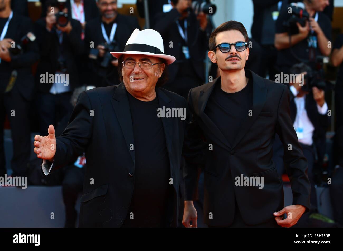 VENICE, ITALY - SEPTEMBER 04: Al Bano Carrisi and Fabio Rovazzi walks