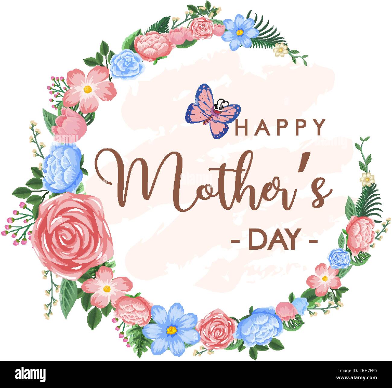 Happy Mothers Day Card With Butterfly And Floral Vector 54 Off