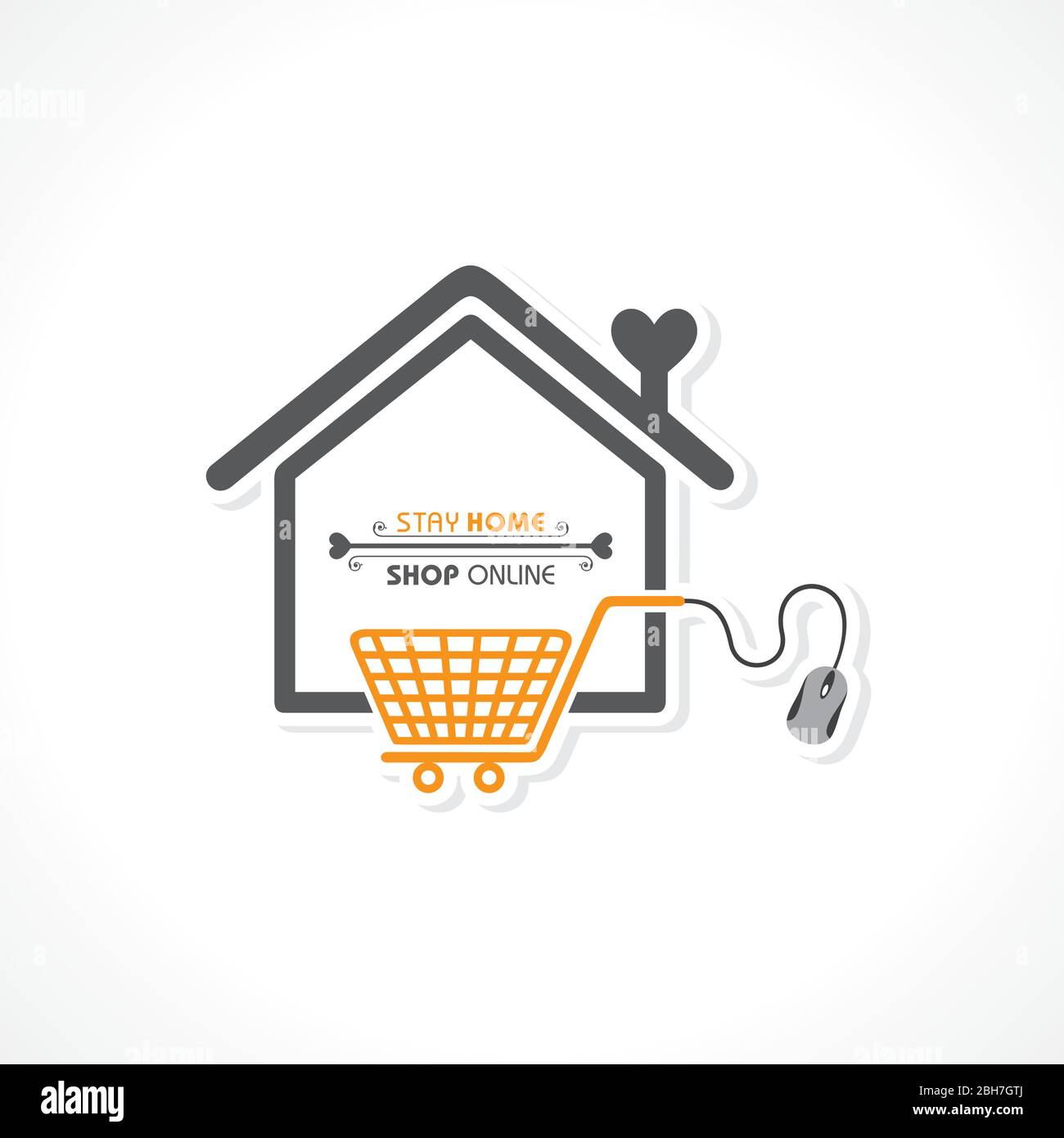 Vector Illustration for Stay Home, Stay Safe and Online shopping with