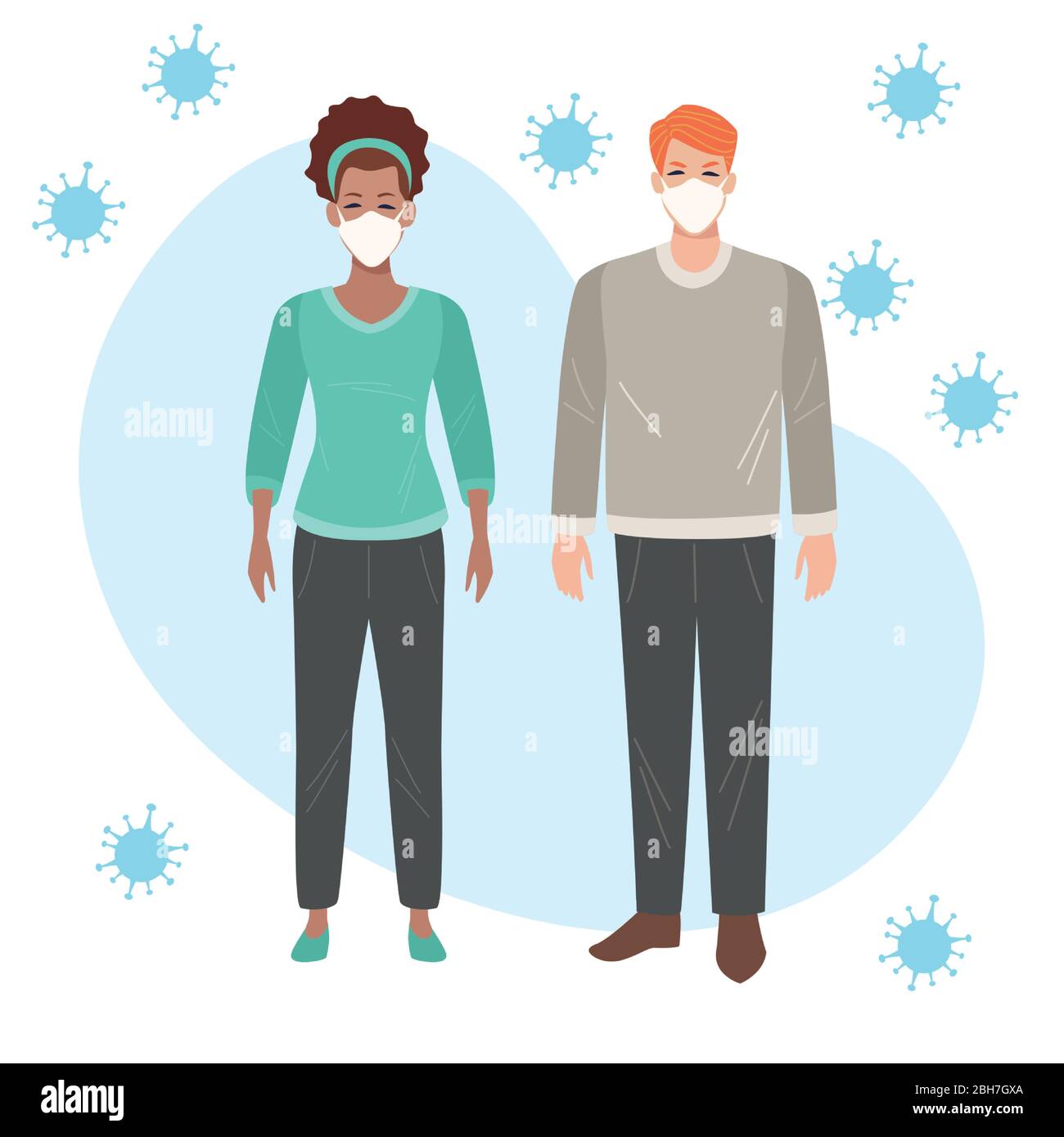 couple using face masks characters Stock Vector Image & Art Alamy