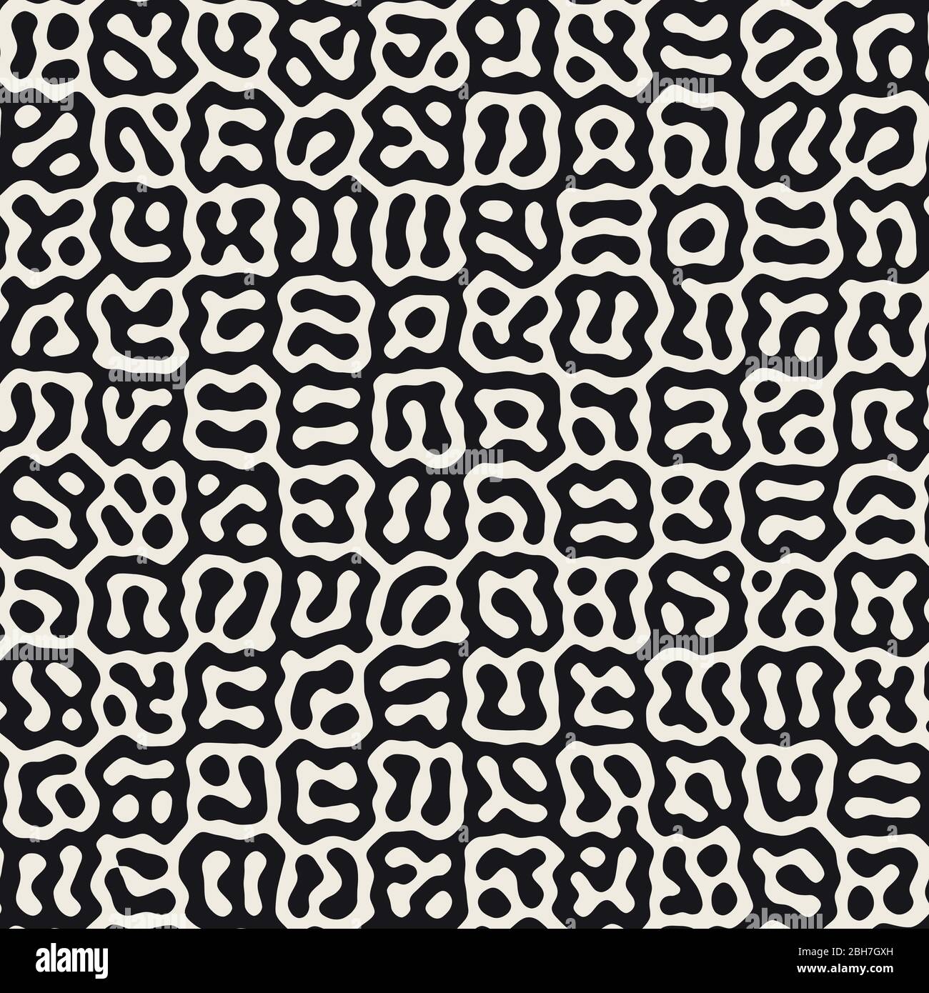 Line Rounded Texture Vector seamless pattern. Monochrome organic shapes texture. Abstract ...
