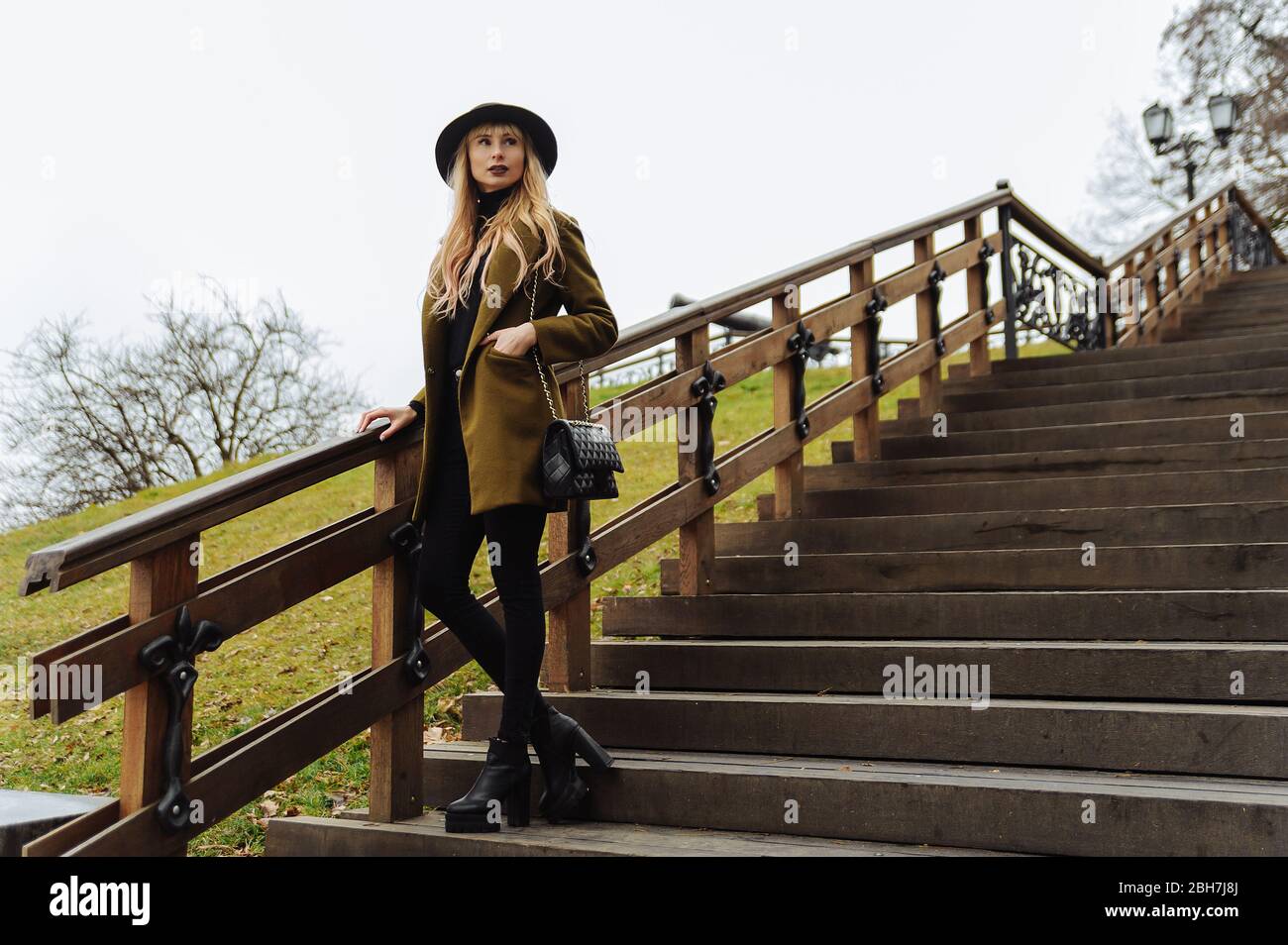 Man and woman standing in the aisle of the old building Stock Photo