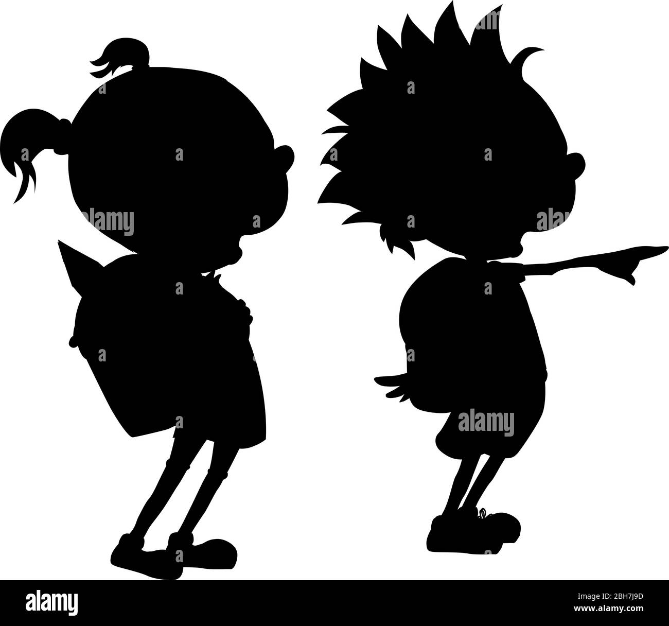 Back to School - Boy and Girl Student Silhouette - Vector Illustration Stock Vector