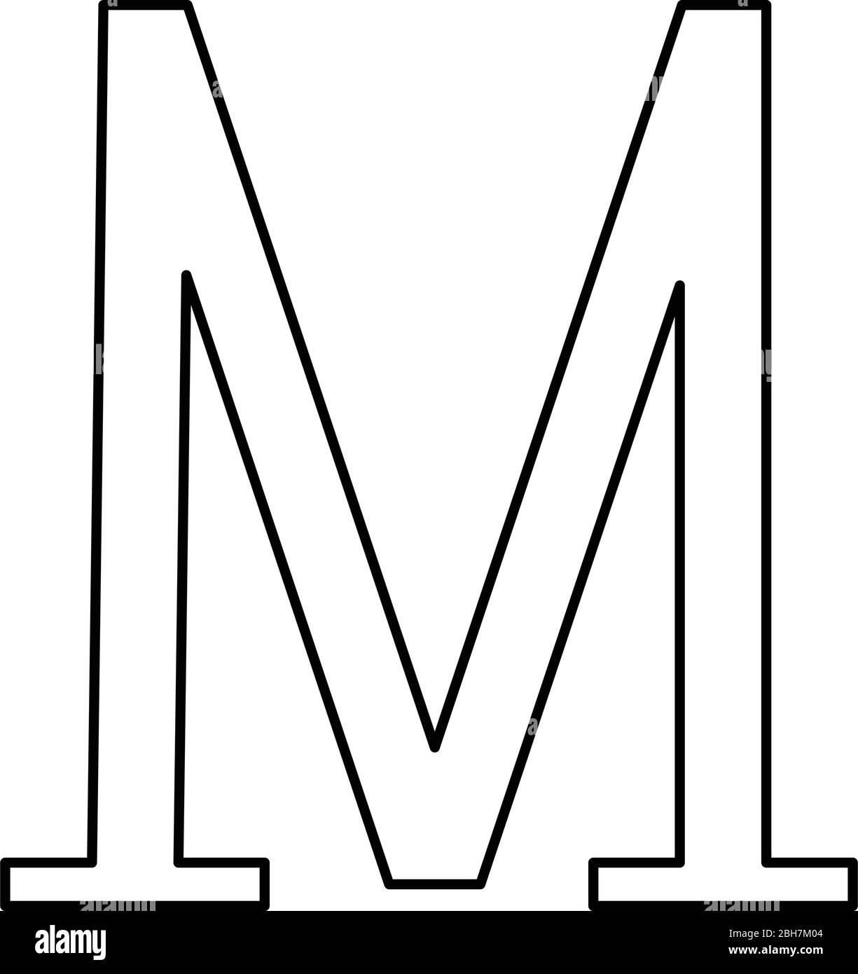 Mu greek symbol capital letter uppercase font icon outline black color vector illustration flat style simple image Stock Vector