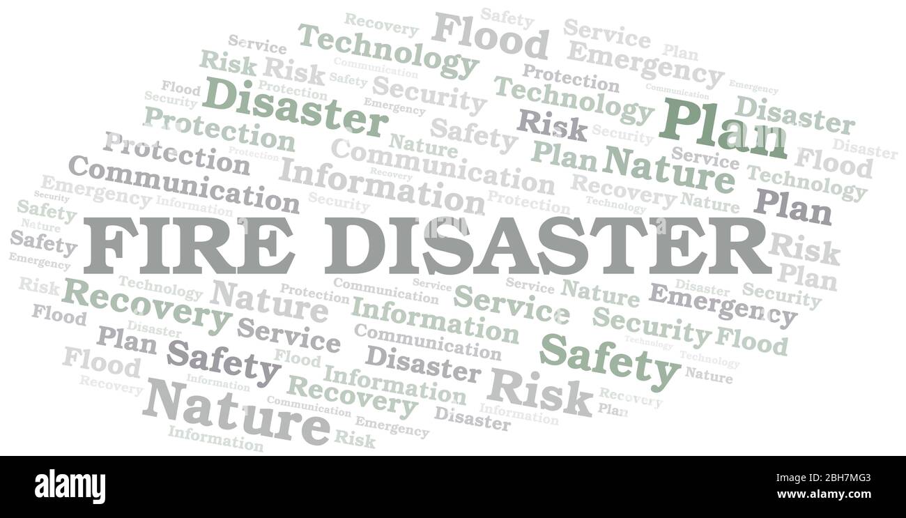 Fire Disaster typography vector word cloud. Wordcloud collage made with ...