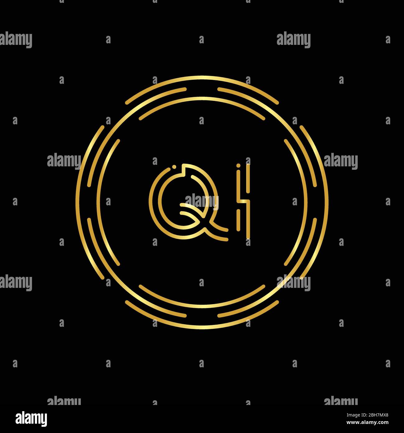 Initial Letter QI Logo Design Vector Template. Digital Abstract Circle ...