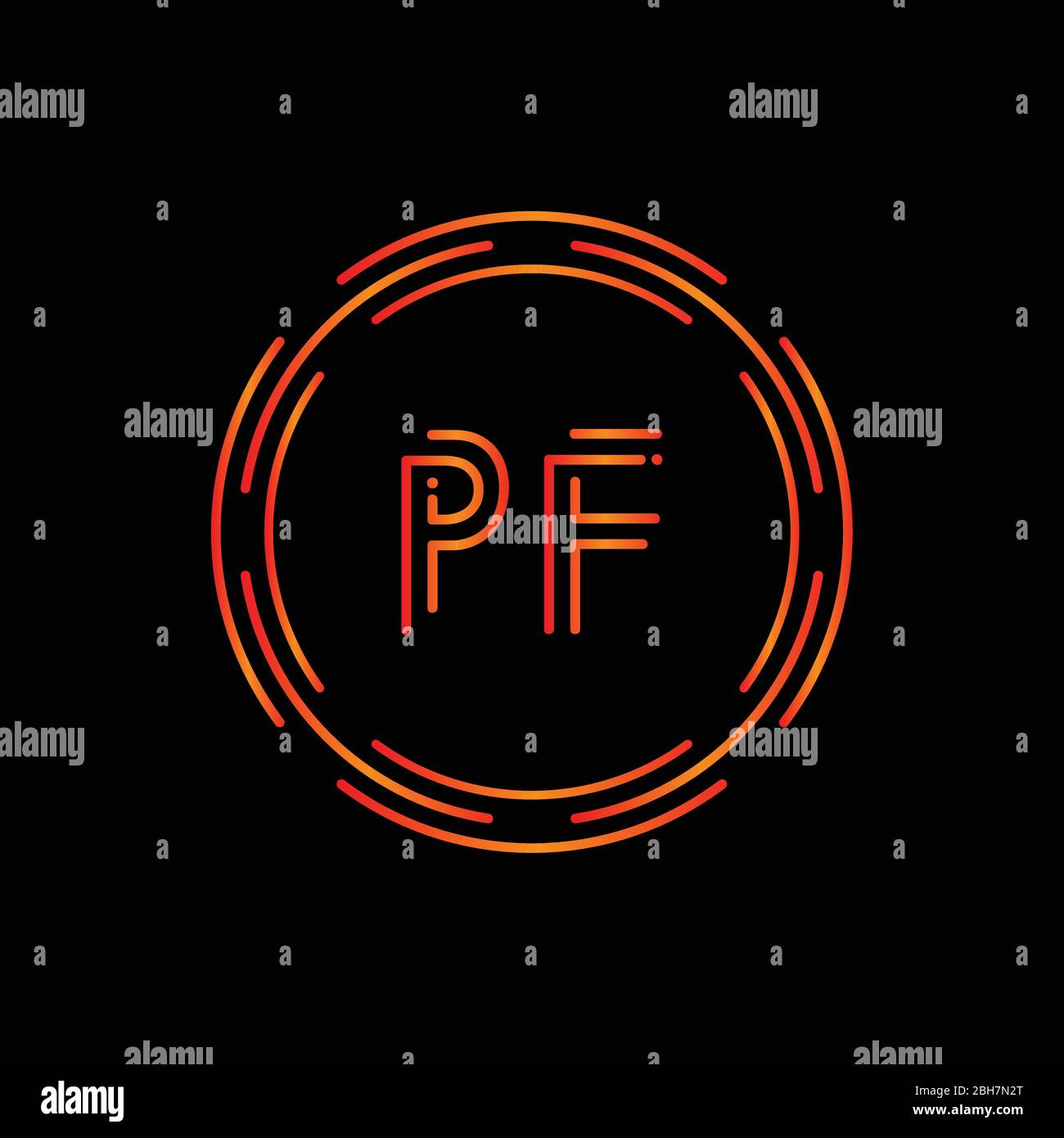 Initial Letter PF Logo Design Vector Template. PF Letter Logo Design Stock Vector