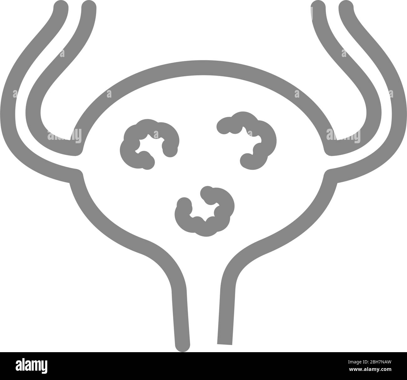 Urinary bladder with tumors line icon. Bladder cancer, system disease ...
