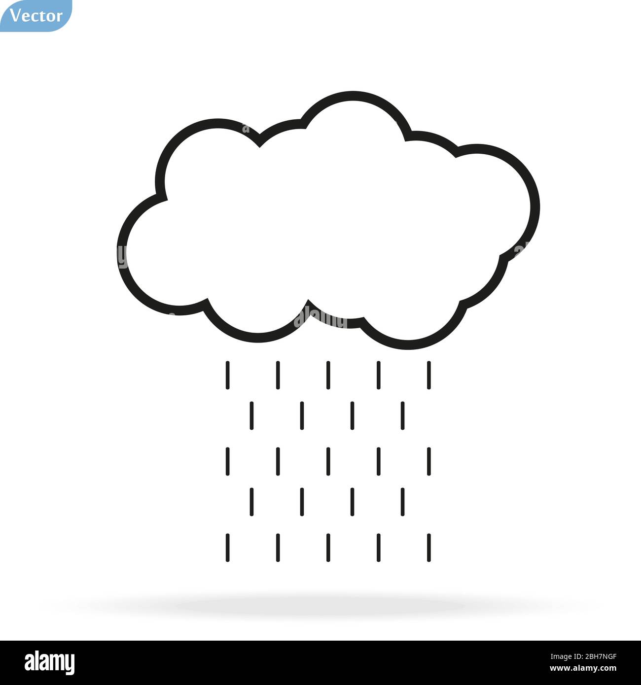 Rain. Single flat icon on white background. Vector illustration. Stock Vector