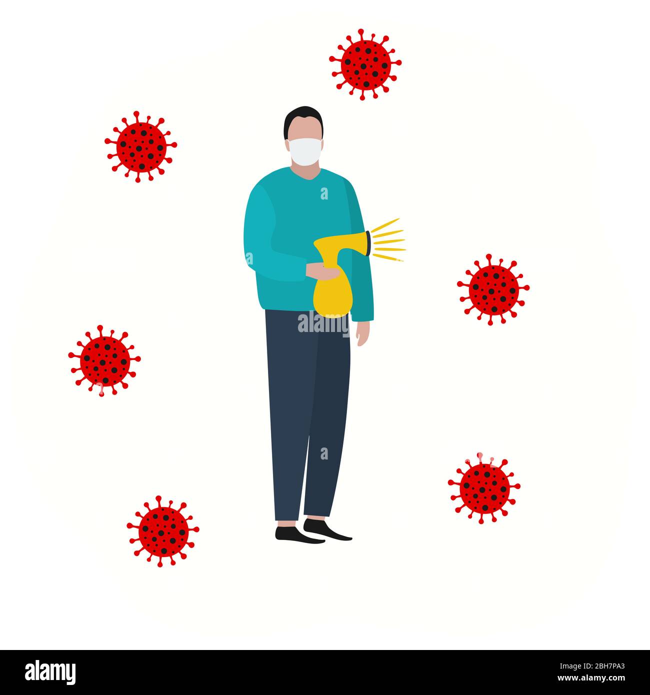 Man in a protective mask against viruses. Fashion trendy illustration, flat design. Pandemic and epidemic of coronavirus in the world Stock Vector