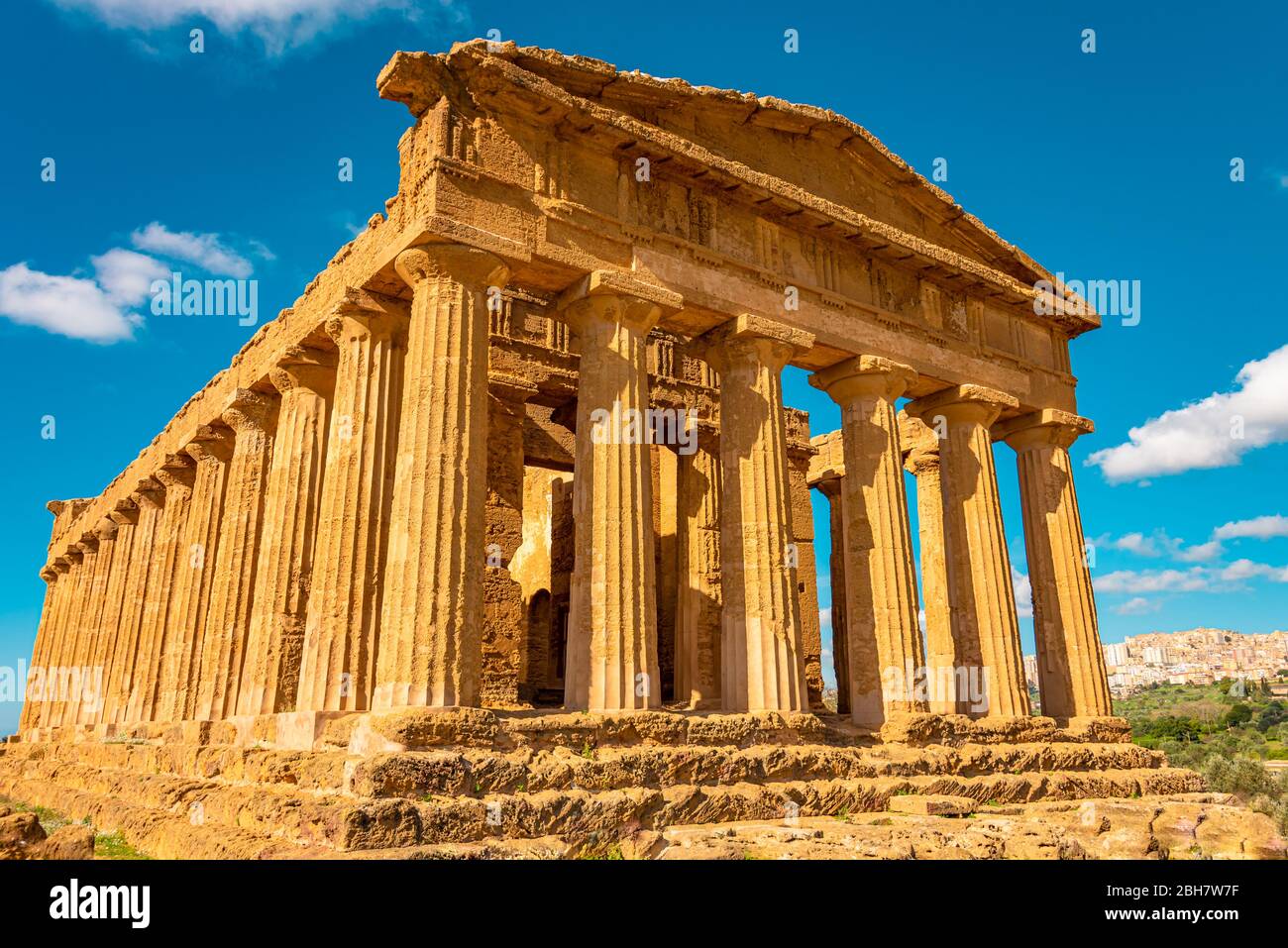Valle dei Templi(Valley of the Temples) is an archeological site with ruins from Ancient Greece, situated in the Sicilian region of Agrigento, Sicily Stock Photo