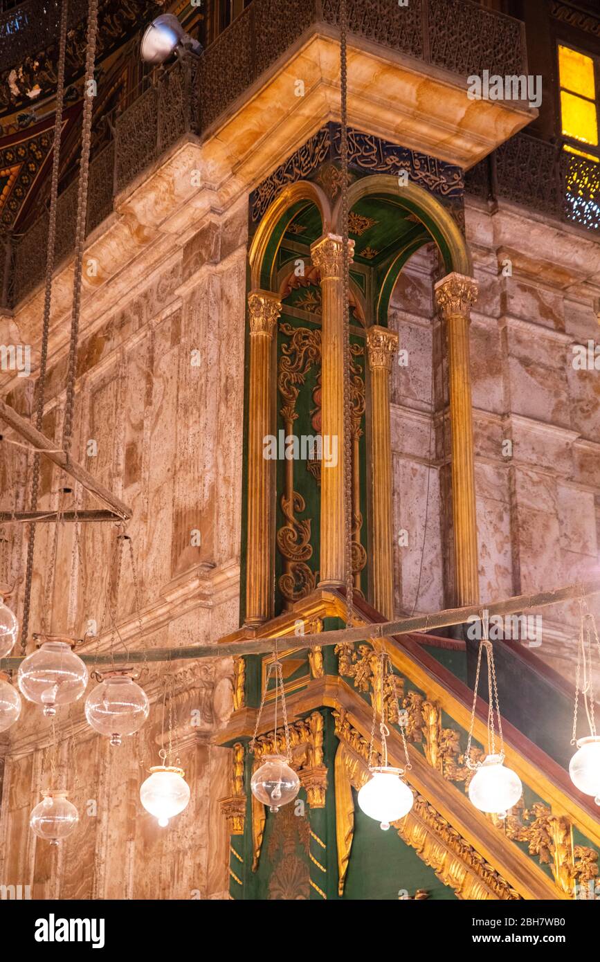 Interior view of the Mosque of Muhammad Ali, Al Abageyah, El-Khalifa, Cairo Governate, Egypt. Stock Photo