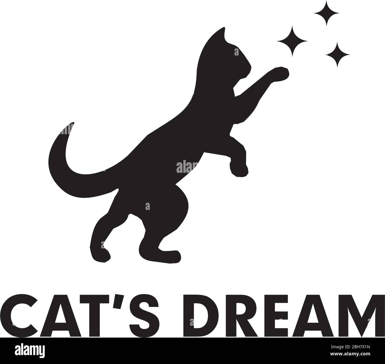 Cat's dream logo design vector template Stock Vector