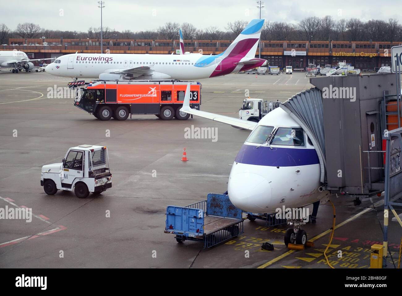 02.12.2019, Berlin, Brandenburg, Germany - Airport fire department on the apron of Tegel Airport. 00S191202D160CAROEX.JPG [MODEL RELEASE: NO, PROPERTY Stock Photo