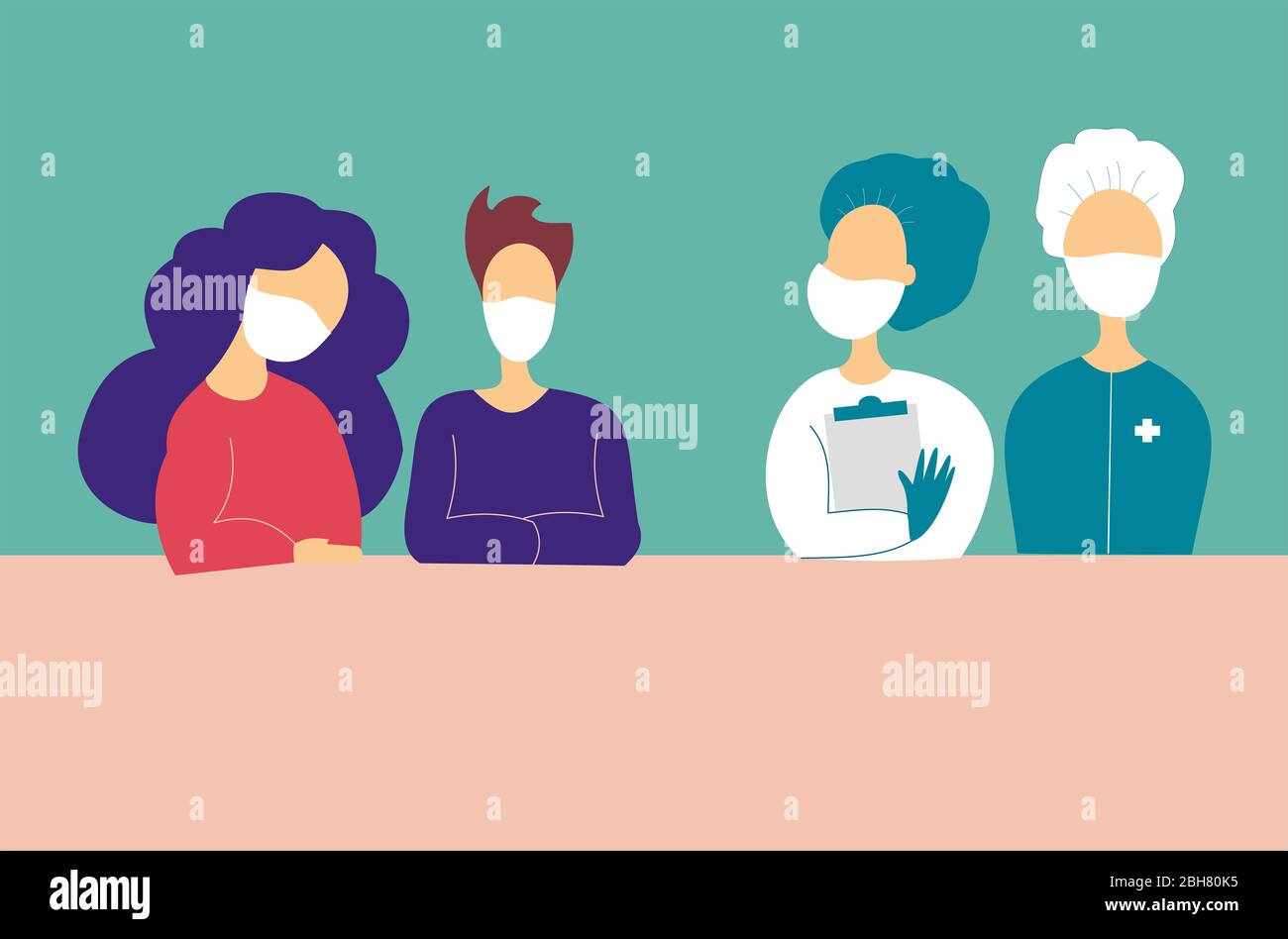 People and doctors using medical face mask. Coronavirus Pandemic Stock Photo