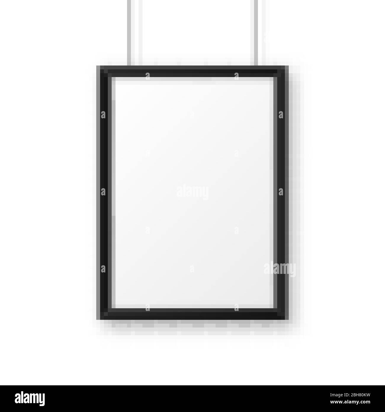 Realistic hanging on a wall blank black picture frame. Modern poster ...