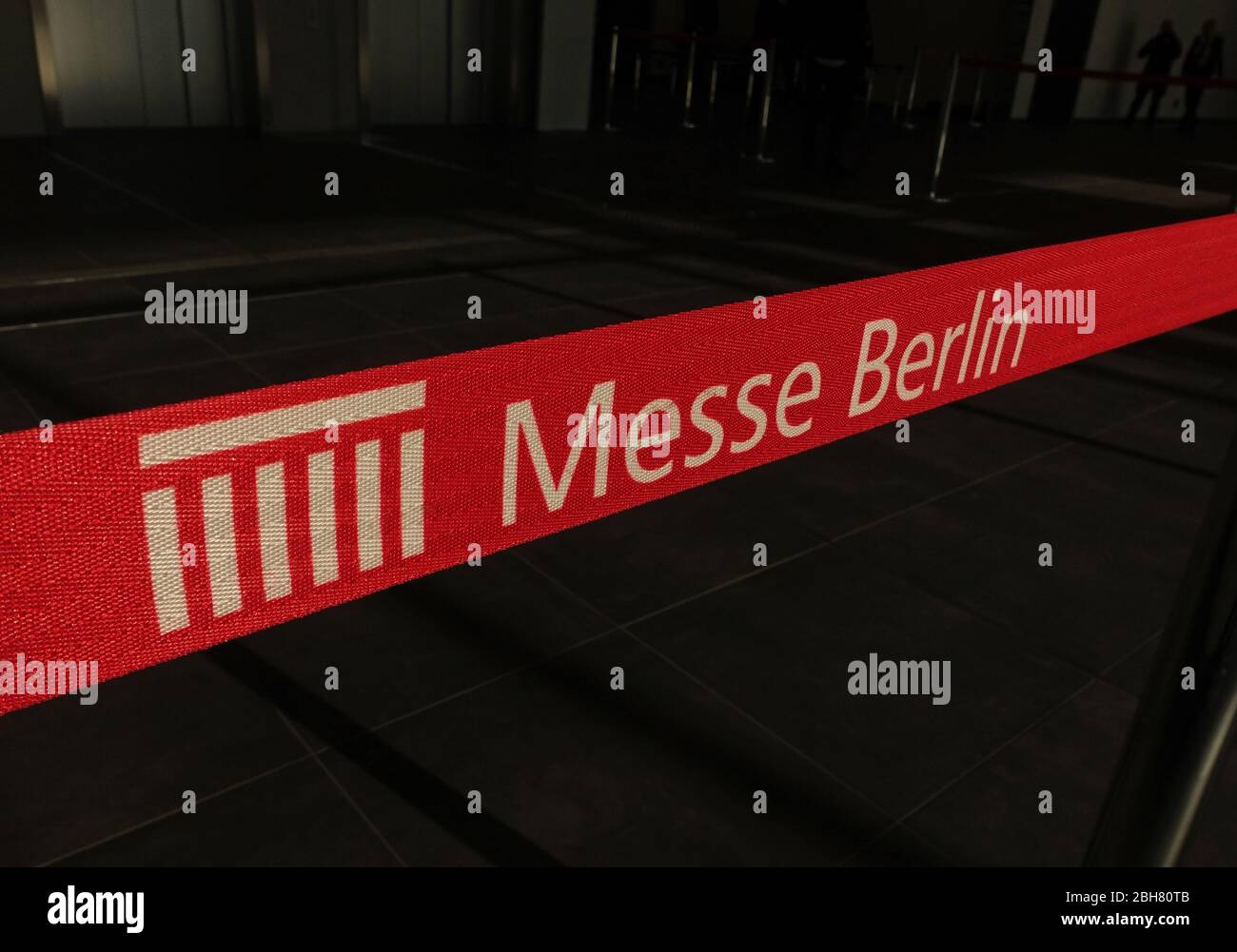 24.01.2020, Berlin, , Germany - Barrier tape with logo and lettering of Messe Berlin. 00S200124D425CAROEX.JPG [MODEL RELEASE: NO, PROPERTY RELEASE: NO Stock Photo