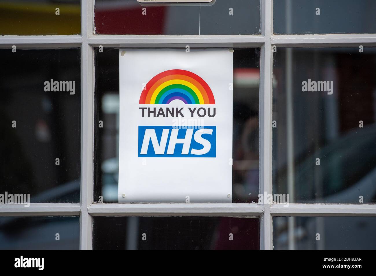 Windsor, Berkshire, UK. 24th April, 2020. Numerous windows in Windsor fill the streets with hope and positivity with children's artwork and drawings thanking the NHS and bringing hope and love to NHS staff, carers and key workers during the Coronavirus Pandemic Lockdown. Credit: Maureen McLean/Alamy Stock Photo