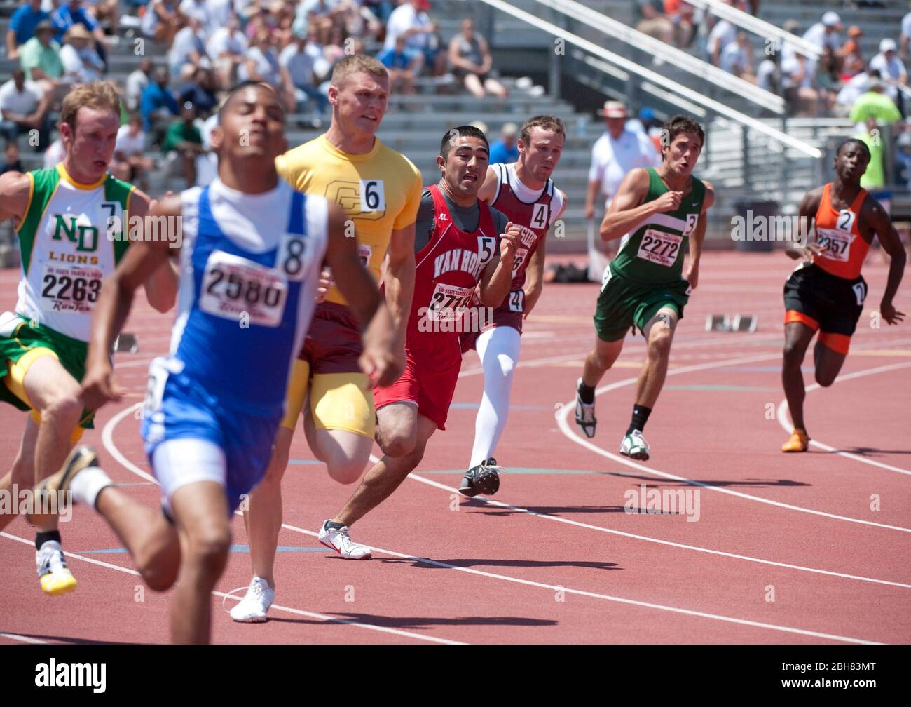 Austin Texas USA, June 6 2009 Track athletes in the boys Class 3A 200