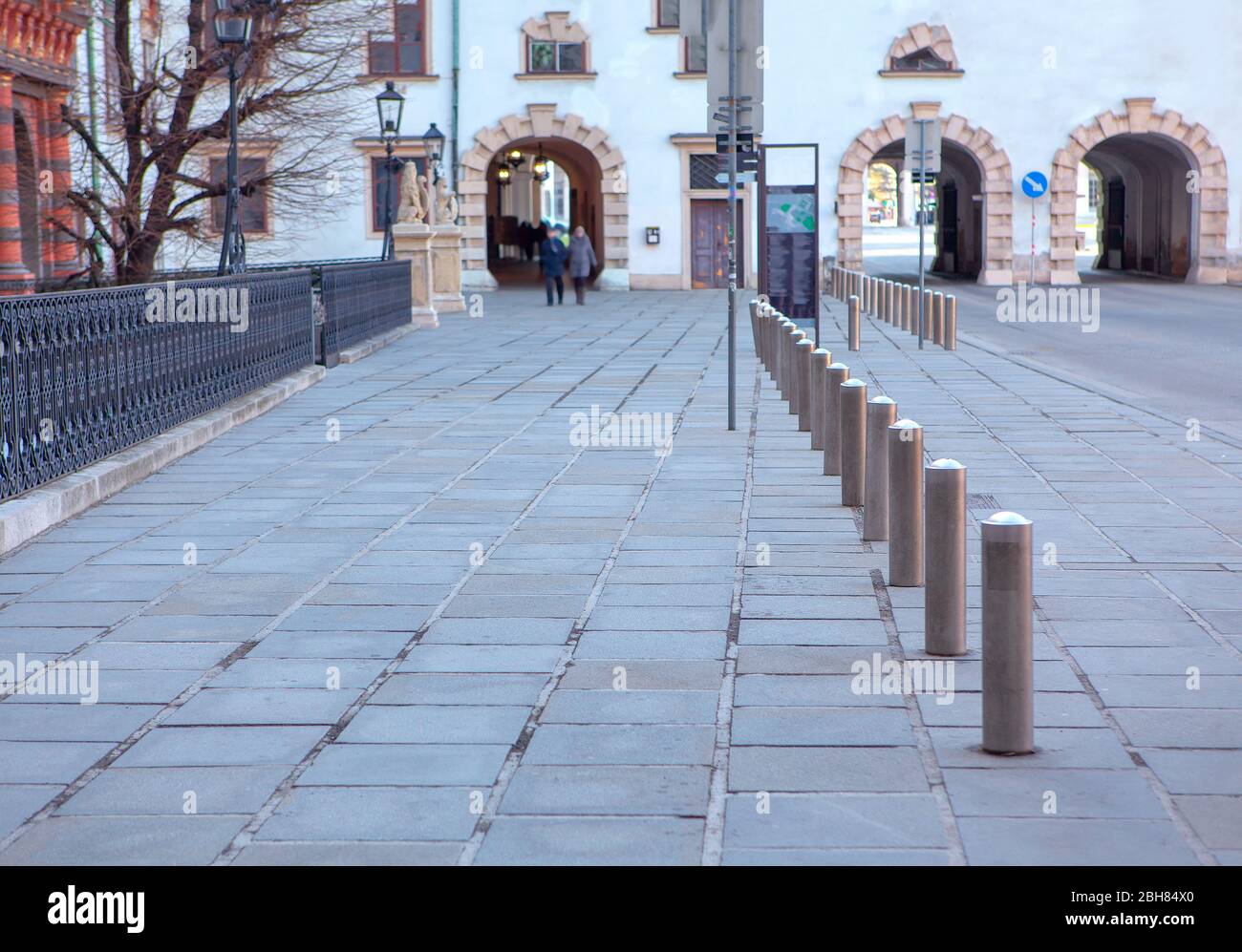 Road Block Pillars at pedestrian street Stock Photo Alamy
