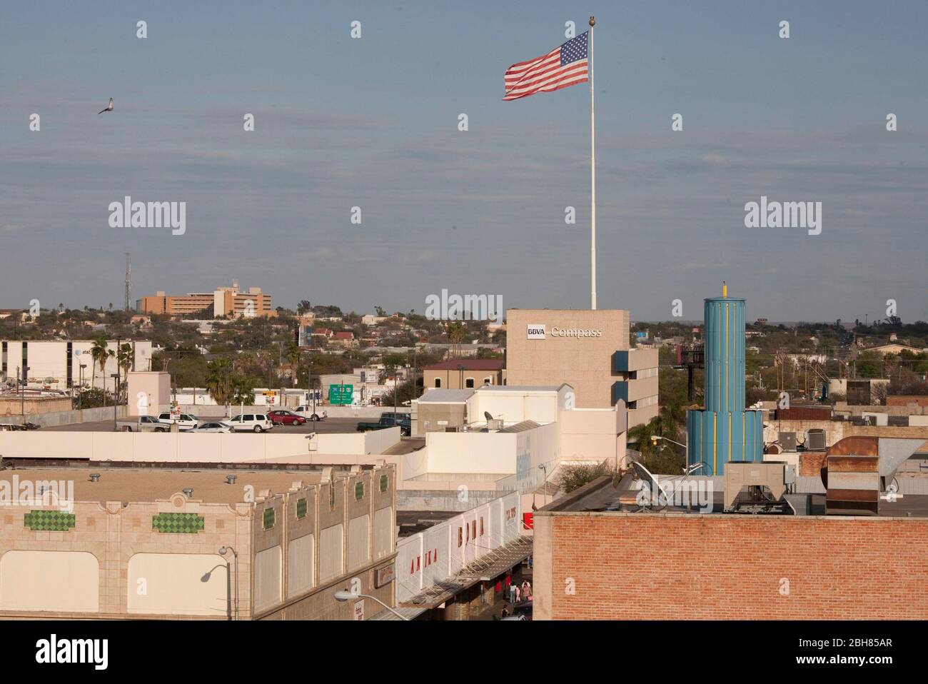 Laredo, Texas USA, December 16, 2009 American flag flies above