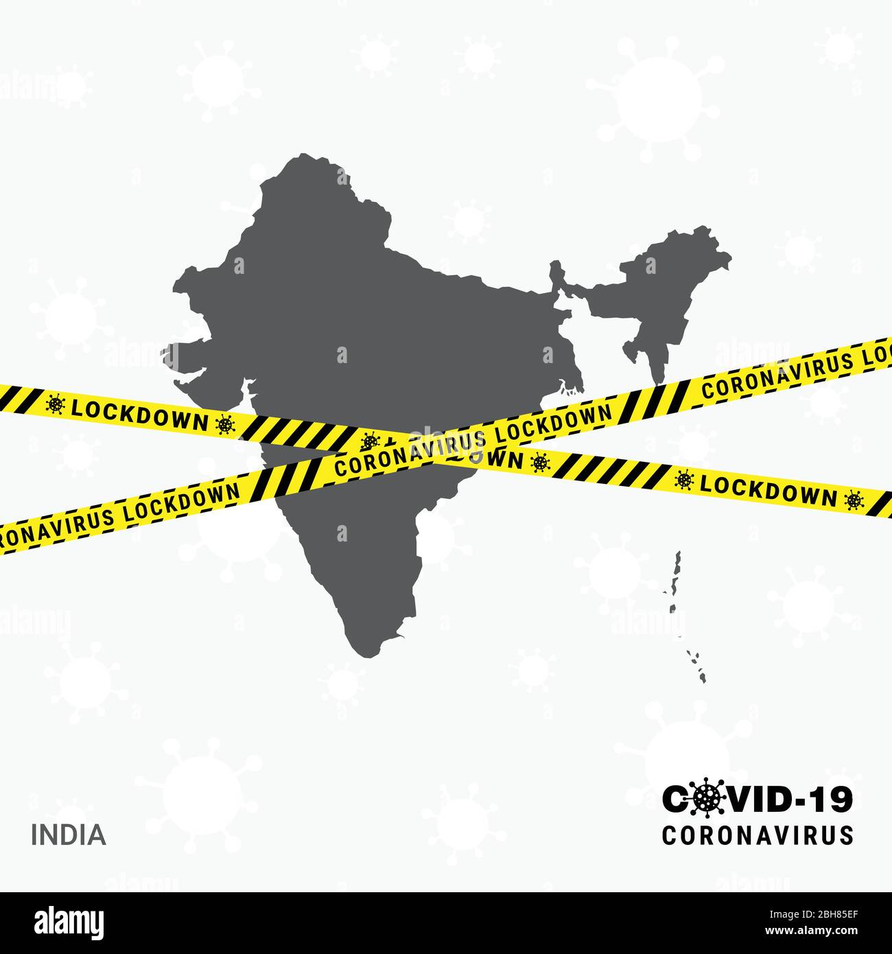 Indiacountry map Lockdown template for Coronavirus pandemic for stop virus transmission. COVID 19 Awareness Template Stock Vector