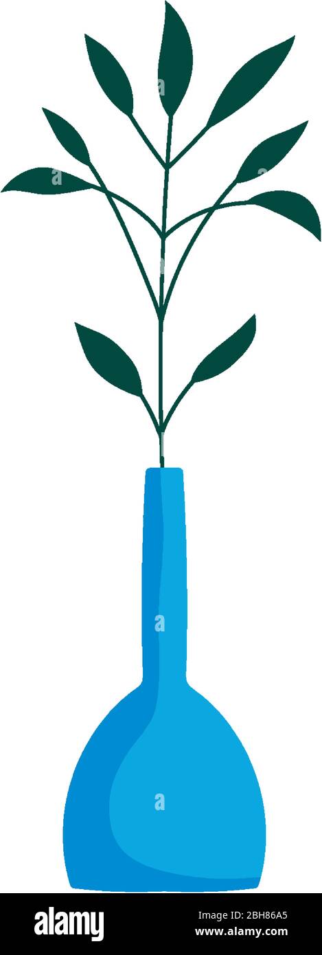 plants in vase decoration isolated icon on white background vector ...