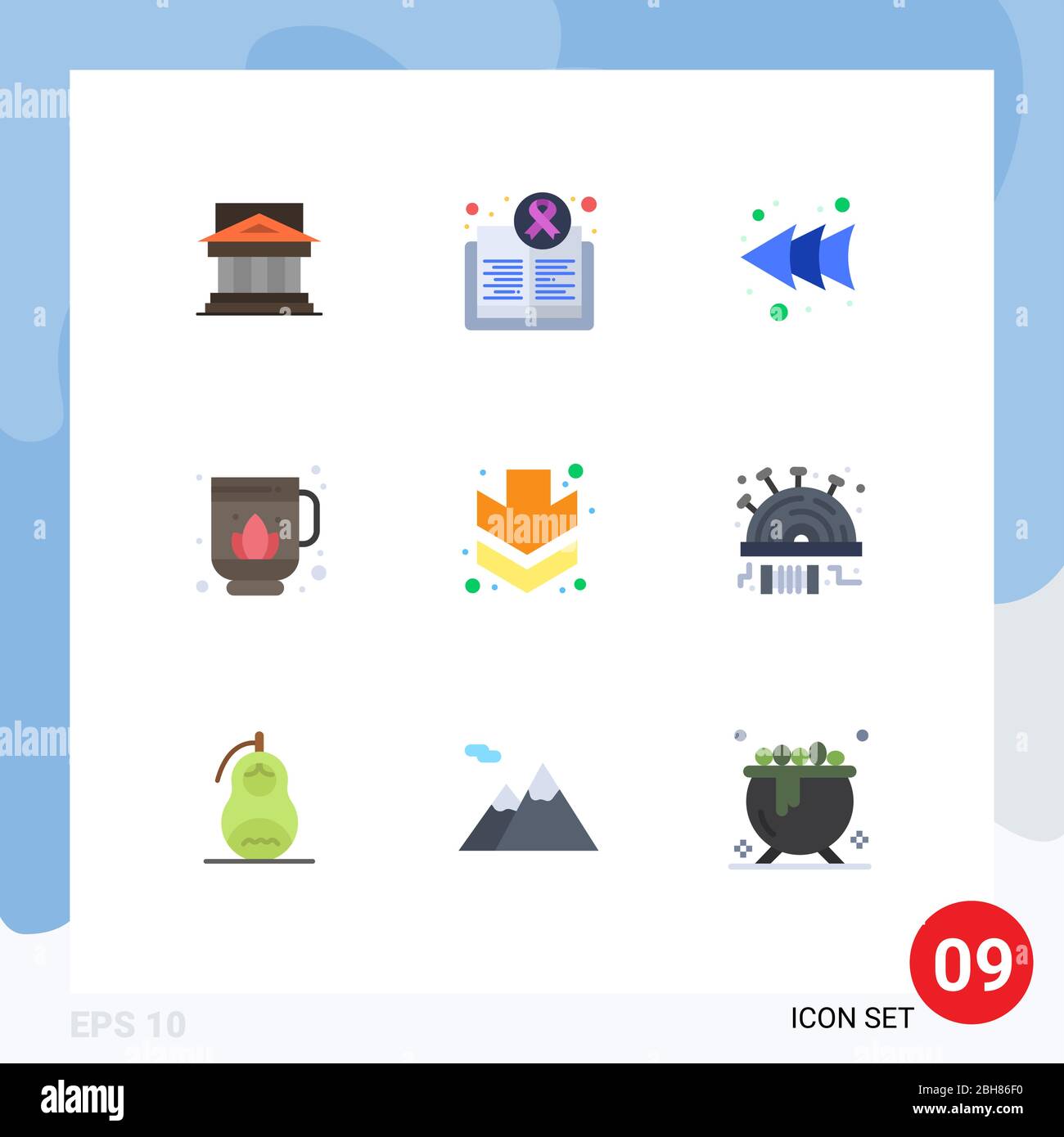 Set of 9 Modern UI Icons Symbols Signs for sauna, rewind, awareness, left, health Editable Vector Design Elements Stock Vector