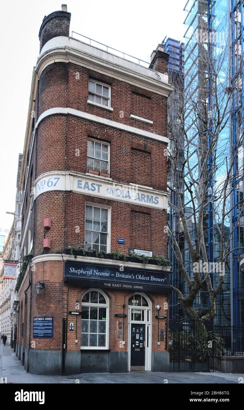 East India Arms public house, 1829, Fenchurch Street, London - the oldest building in the local area and associated with East India company Stock Photo