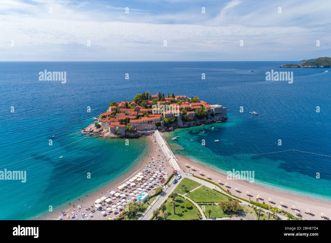 Aerial view of the Sveti Stefan. Montenegro Stock Photo - Alamy