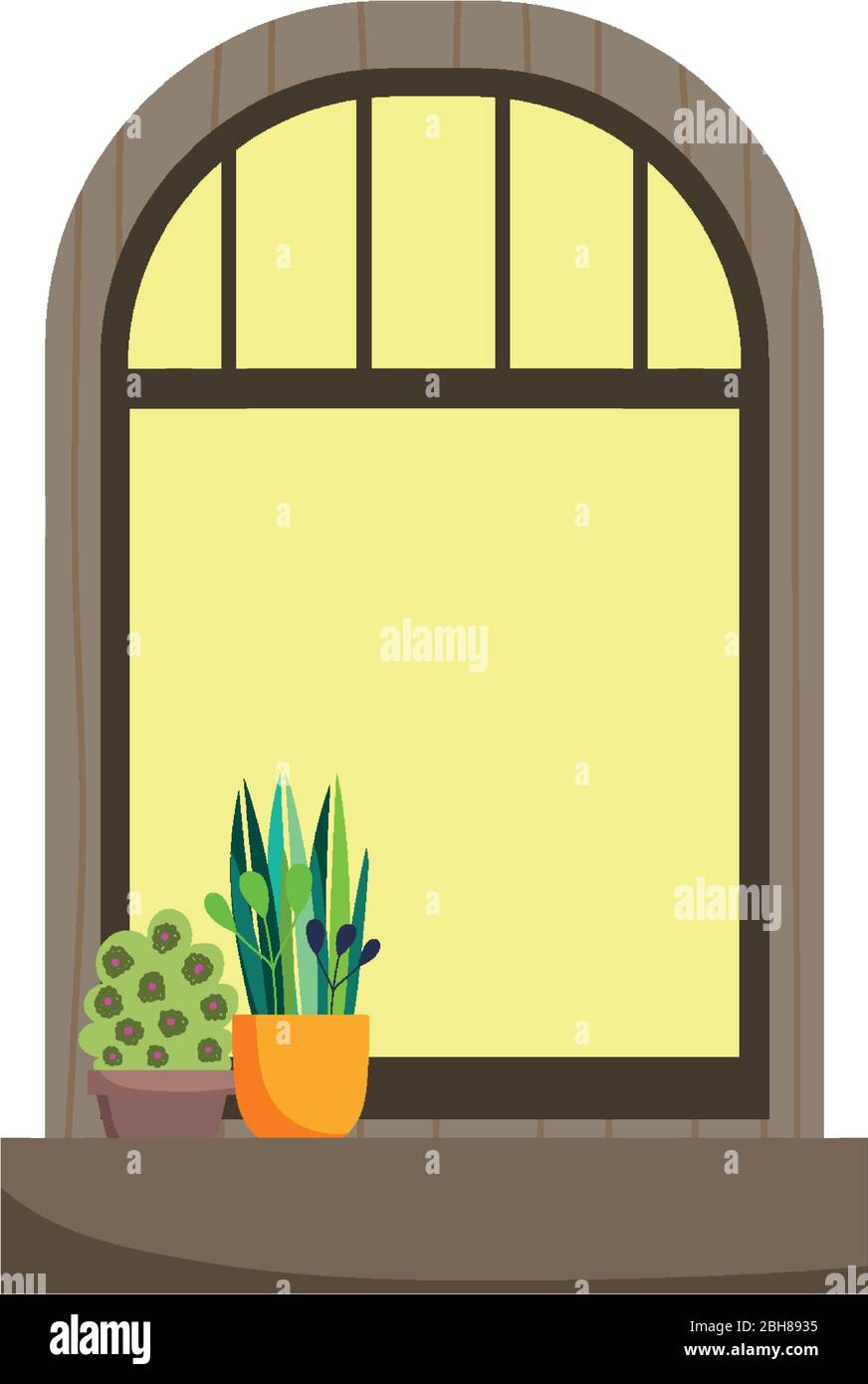 frame window potted plant isolated icon on white background vector ...