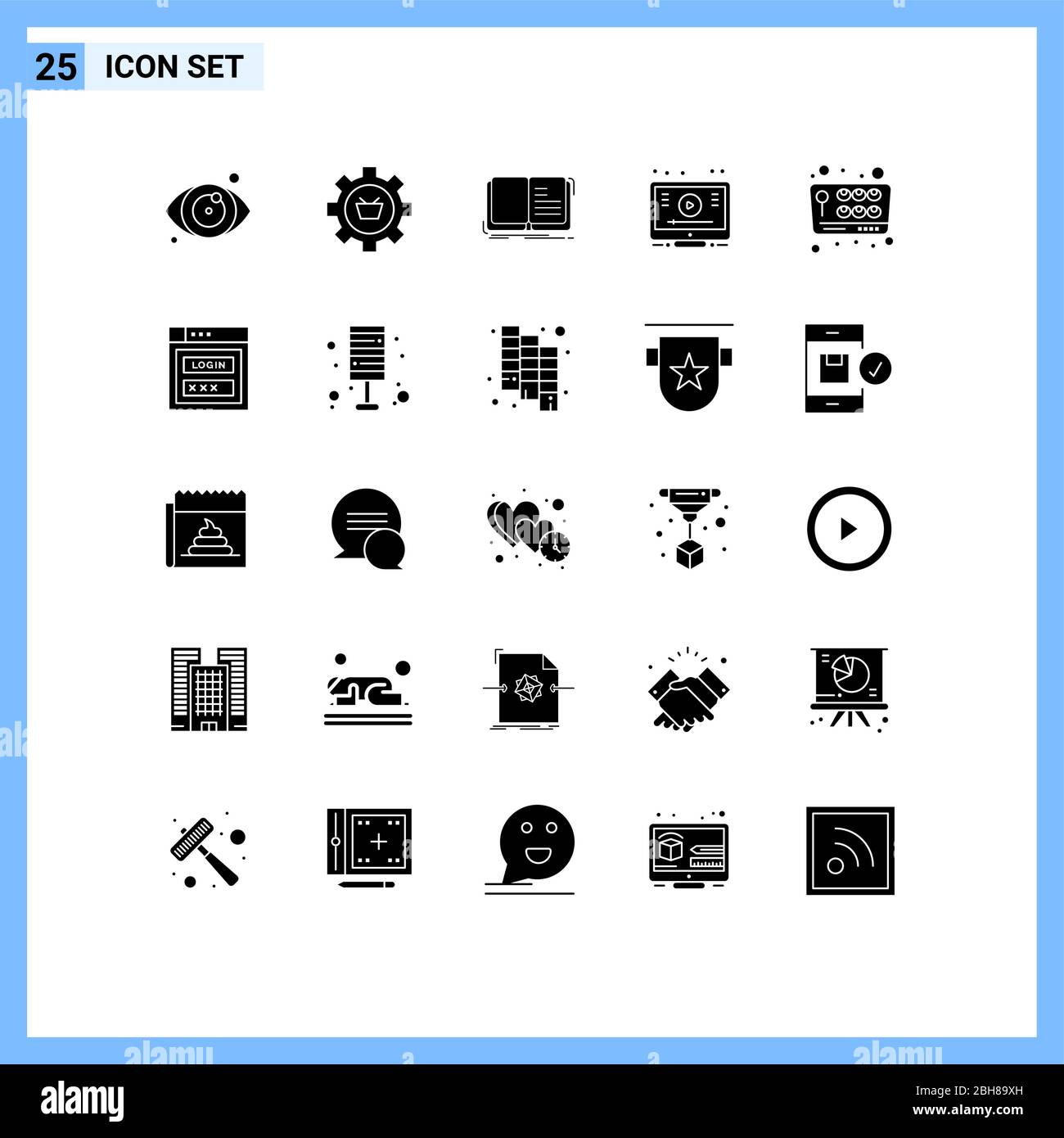 25 Thematic Vector Solid Glyphs And Editable Symbols Of Youtube Online Setting Learn Story Editable Vector Design Elements Stock Vector Image Art Alamy